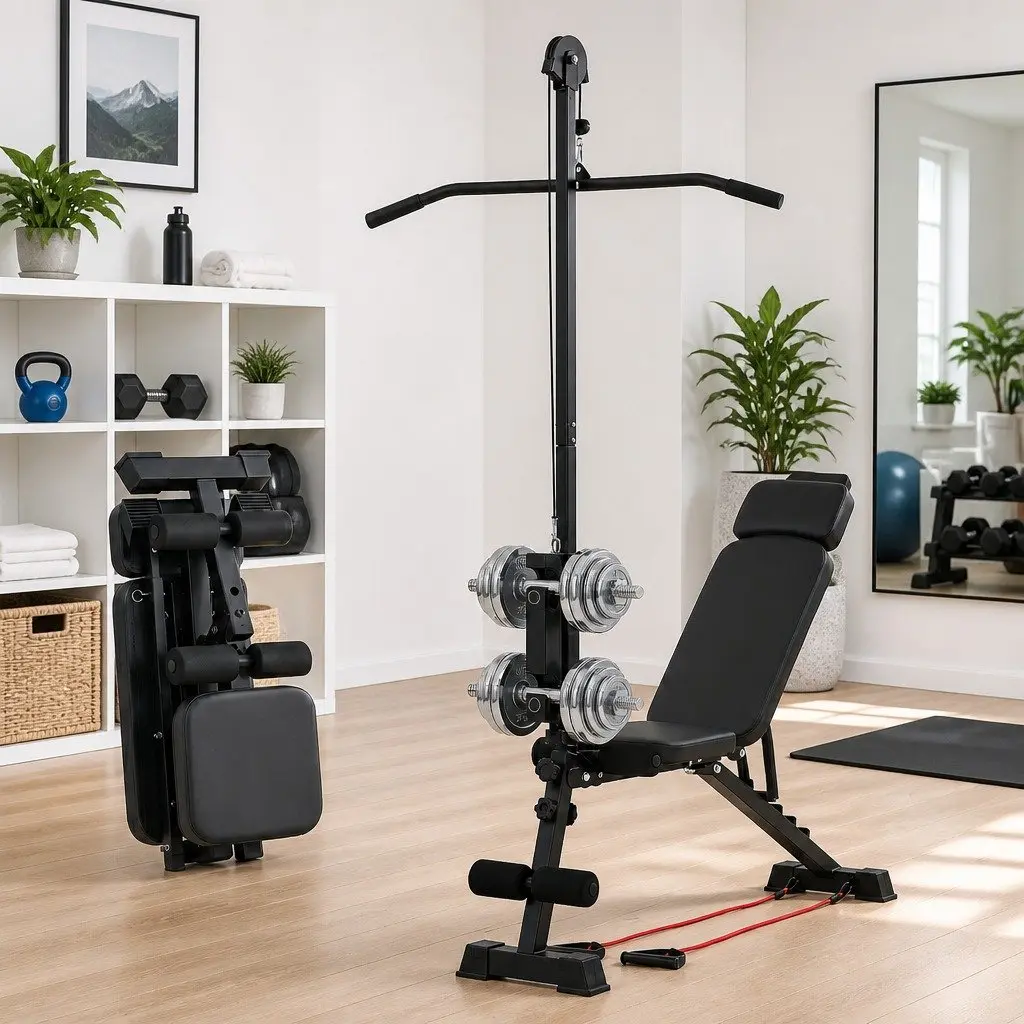Adjustable Weight Bench Foldable Steel FID Pull Up Machine Black