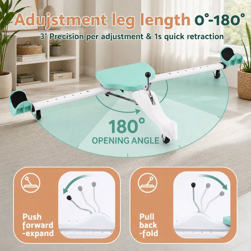 Foldable Leg Stretcher Machine Adjustable 180 Degree Fitness Equipment Green