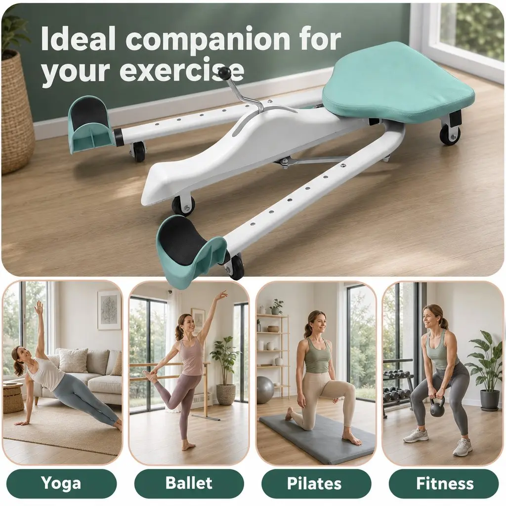 Foldable Leg Stretcher Machine Adjustable 180 Degree Fitness Equipment Green