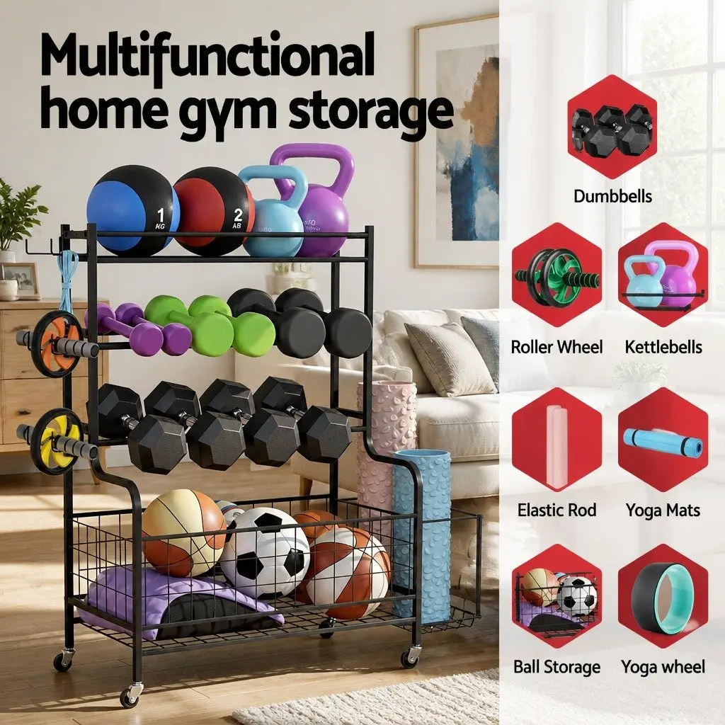 Dumbbell Rack Iron Vertical Organizer Space-Saving Black 89 x 39.5 x 100 cm