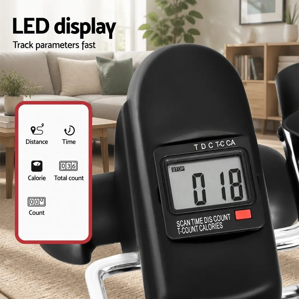 Pedal Exerciser Mini Exercise Bike Adjustable Resistance Portable Under Desk Cycling Black