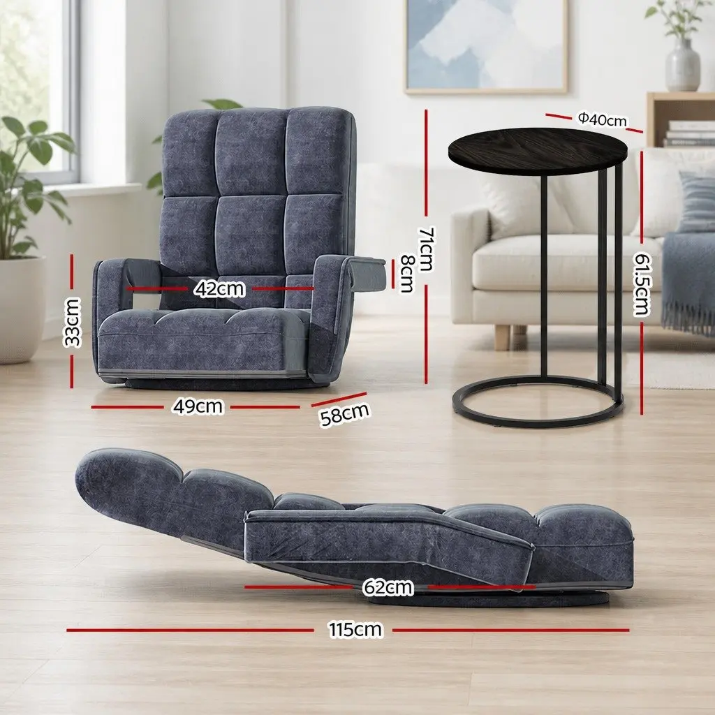 Floor Lounge Chair Recliner & C-Shape Side Table Set Swivel Adjustable Living