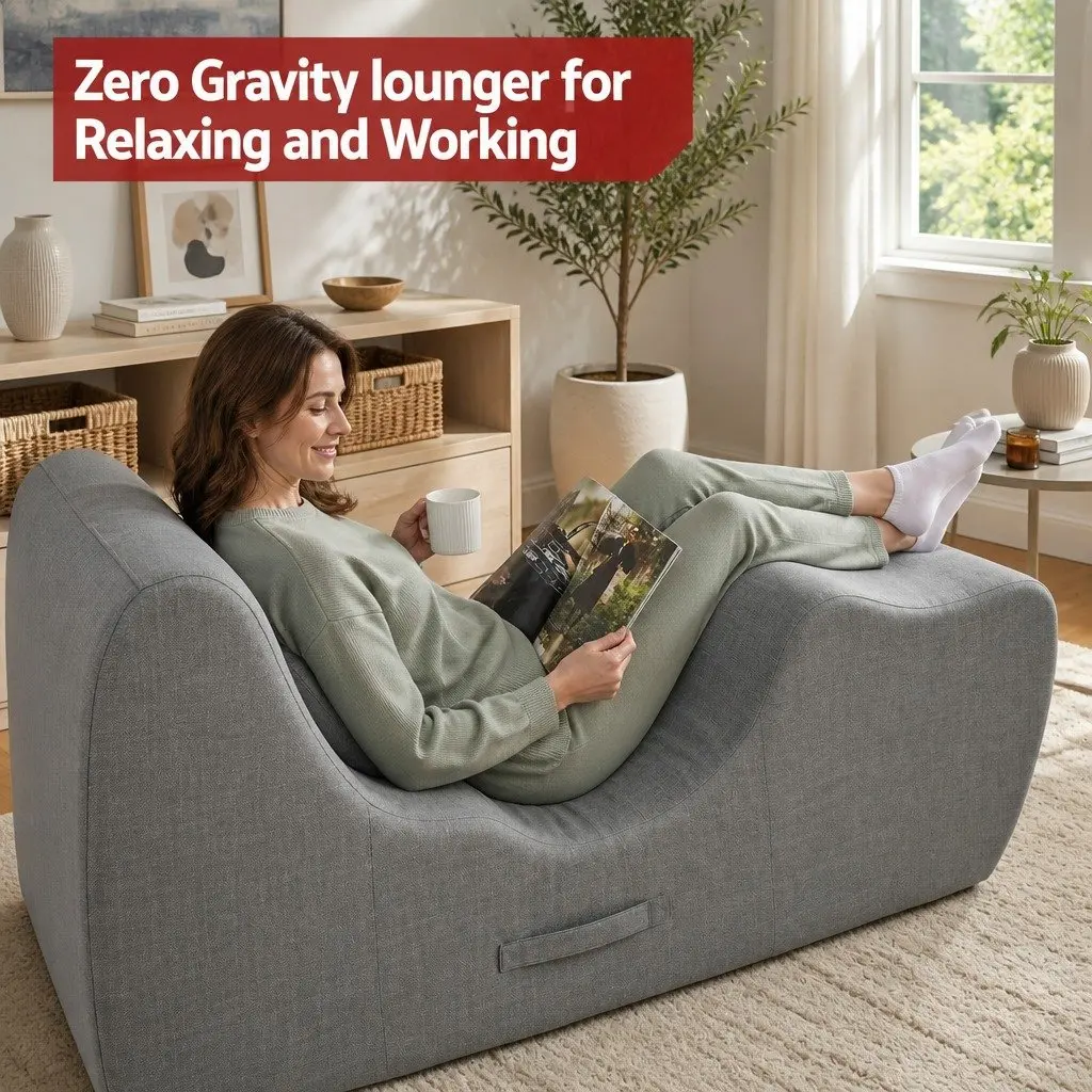 Chaise Lounge Chair Ergonomic S-Curve Boneless Relaxing Seating Grey 150cm x 58cm x 72cm