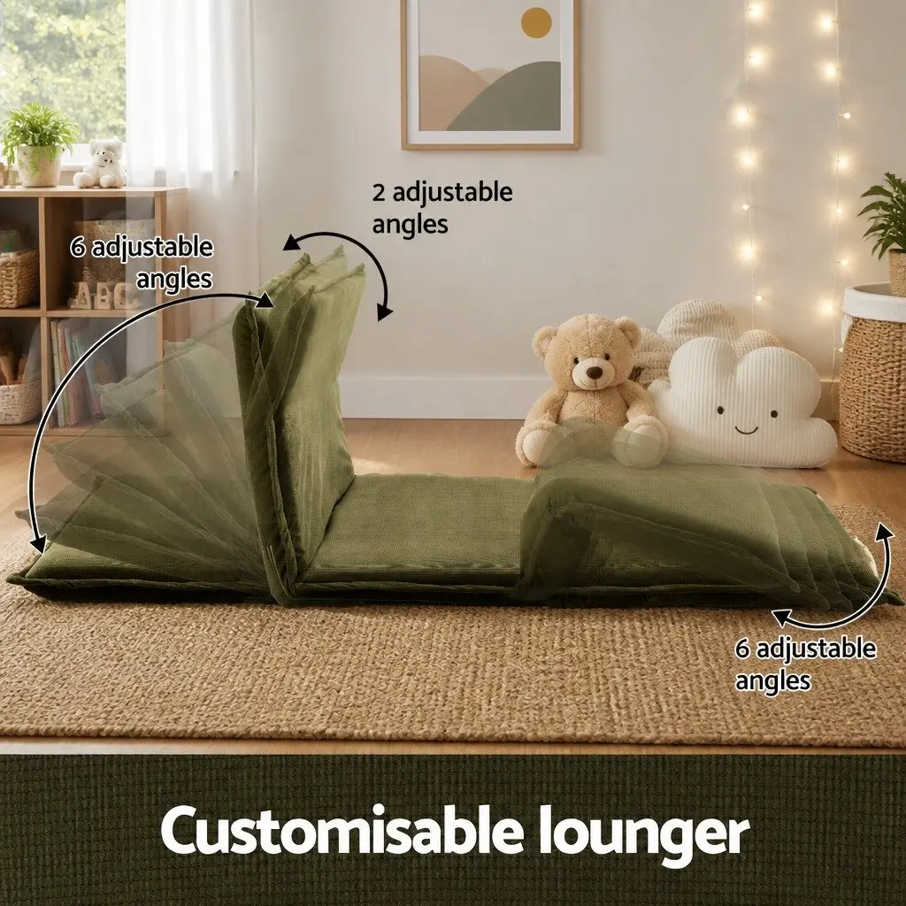 Floor Lounge Sofa Bed 2 Seater Foldable Adjustable Recliner Chair Green Corduroy