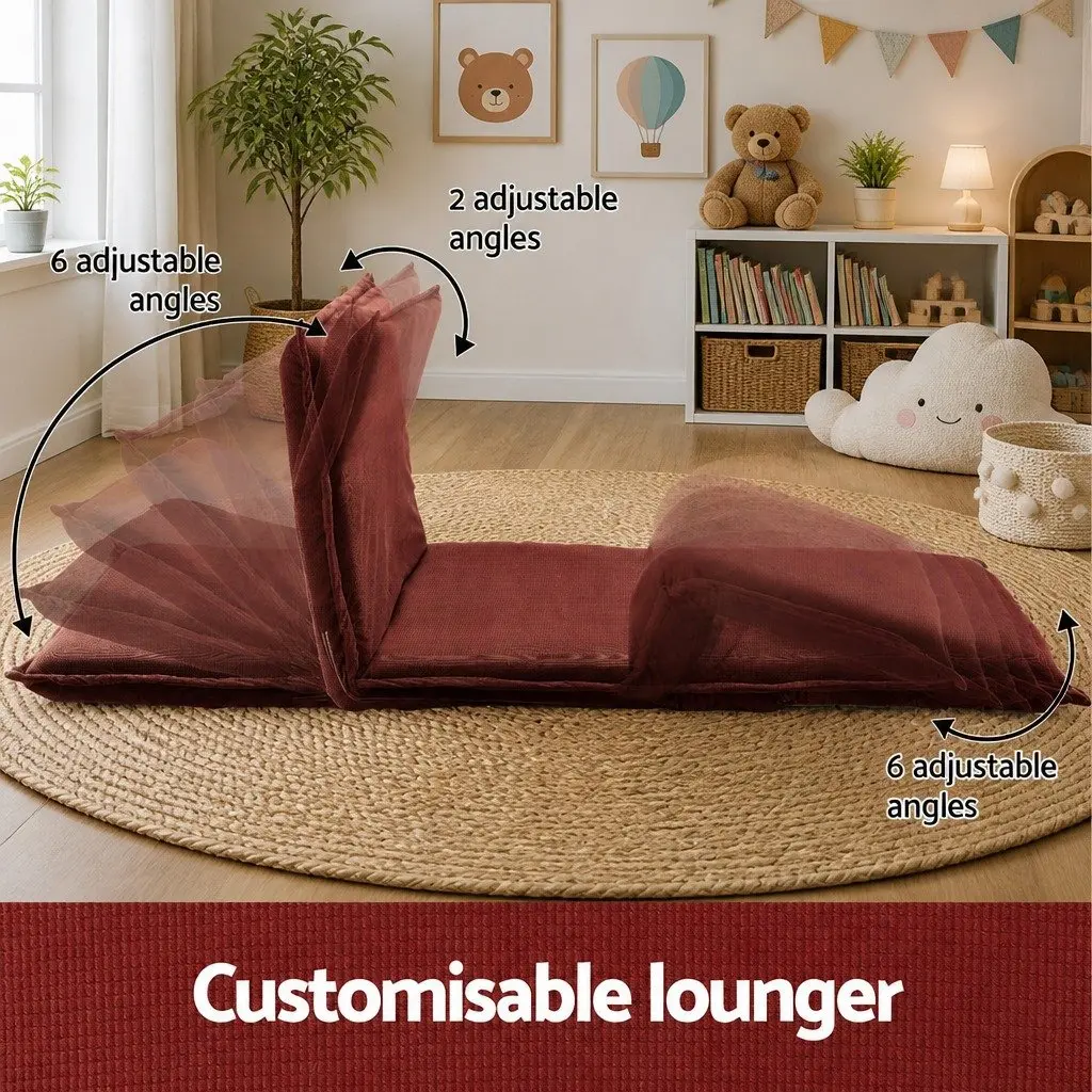 Floor Lounge Sofa Bed Foldable Adjustable Recliner 2 Seater Orange Corduroy