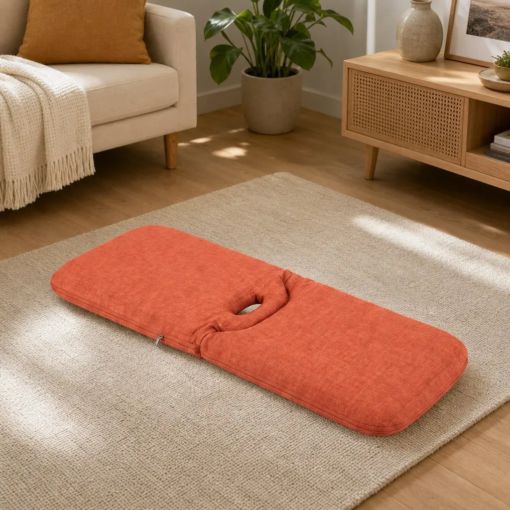 Floor Chair Adjustable 5 Position Foldable Recliner Orange High Resilience Sponge