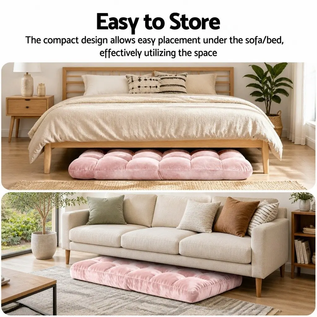 2PCS Floor Lounge Sofa Bed Chair 14-Position Adjustable Recliner Pink Flannel