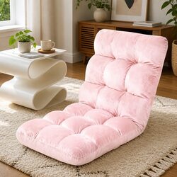 Floor Lounge Sofa Chair Adjustable Recliner 14 Positions Foldable Pink