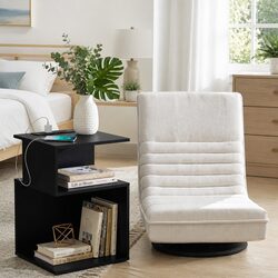 Versatile Swivel Floor Chair and Bedside Charging Station Set