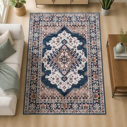 Versatile Teal Persian Design Rug 200x290cm for Any Room