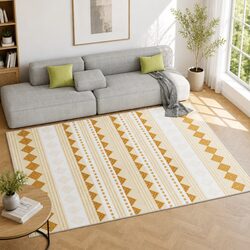 Large Floor Rug 200x290cm Washable Area Mat Bohemian Style Yellow Soft Carpet