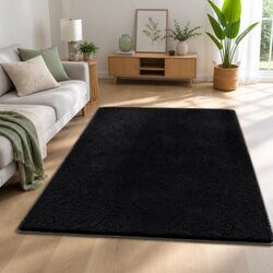 Versatile Black Shaggy Rug 140x200cm for Any Room
