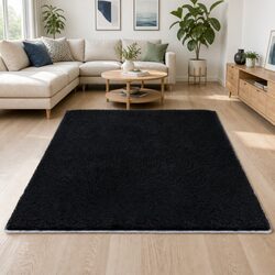 Comfortable Black Shaggy Rug 160x230cm for Home Use