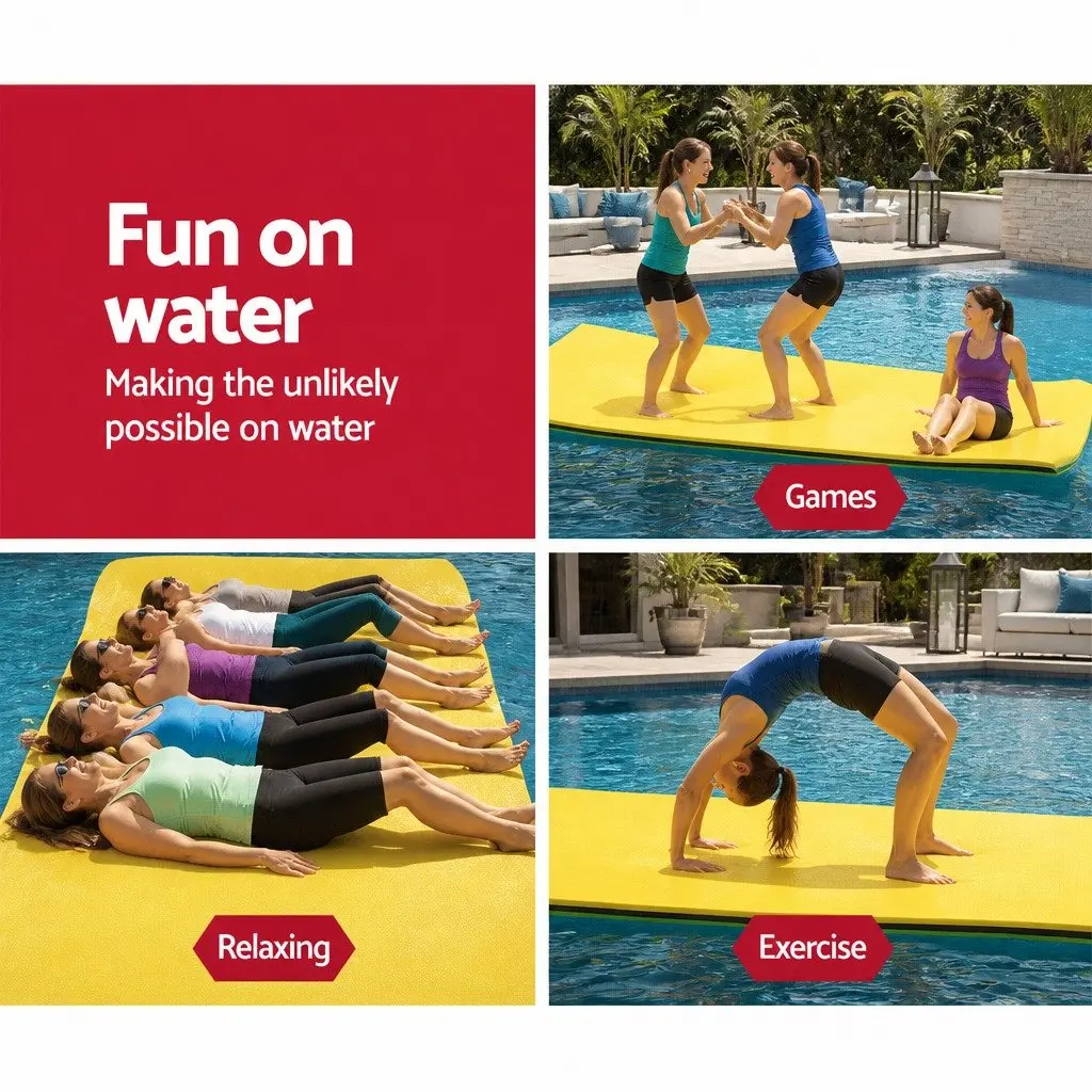 Floating Water Mat XPE Foam Pad 3.5x1.8m for Pool Beach Lake Durable Non Absorbent UV Resistant Stable Floating Platform