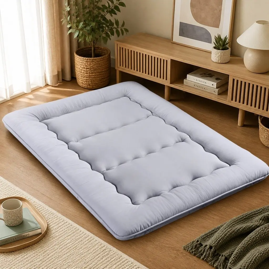 Japanese Floor Mattress 10cm Thick Foldable Grey Double Size
