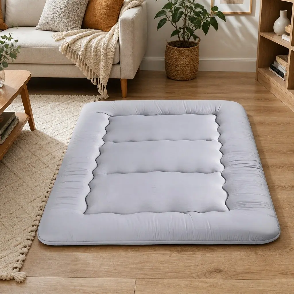 Japanese Floor Mattress 10cm Thick Foldable Grey Double Size