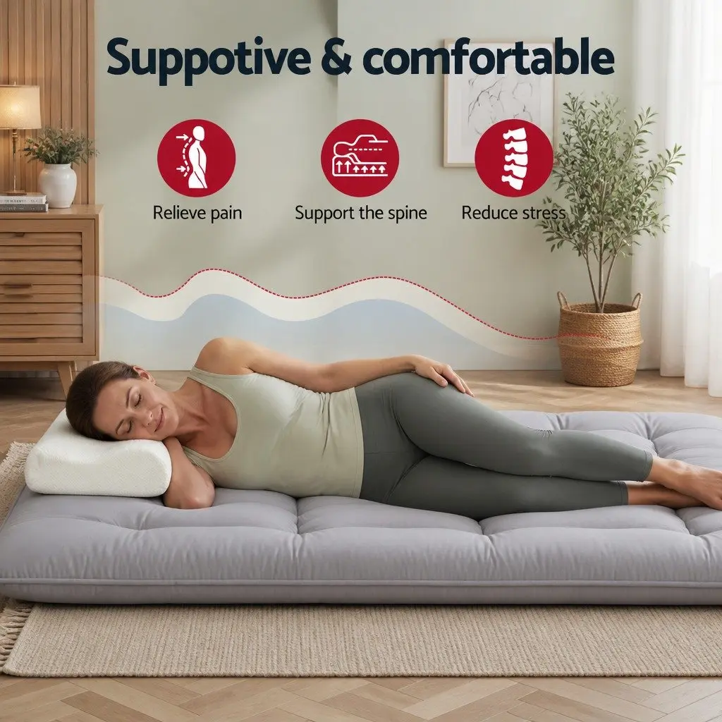 Japanese Floor Mattress 10cm Thick Foldable Grey Double Size