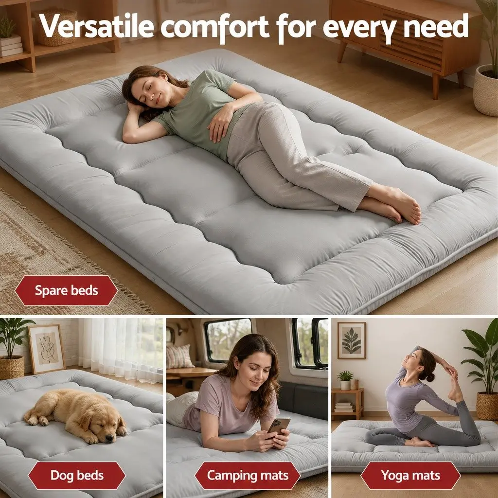 Japanese Floor Mattress 10cm Thick Foldable Grey Double Size