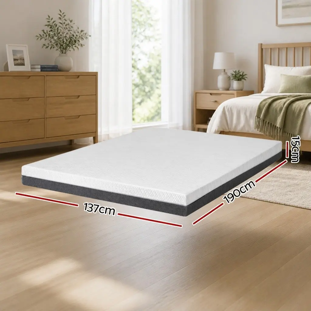 Double Mattress 15cm Egg Crate Cool Gel Memory Foam Soft Support Removable Washable Cover