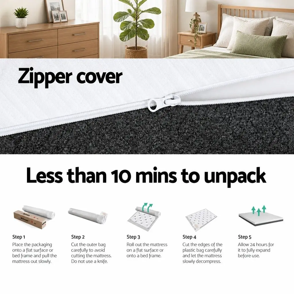 Double Mattress 15cm Egg Crate Cool Gel Memory Foam Soft Support Removable Washable Cover