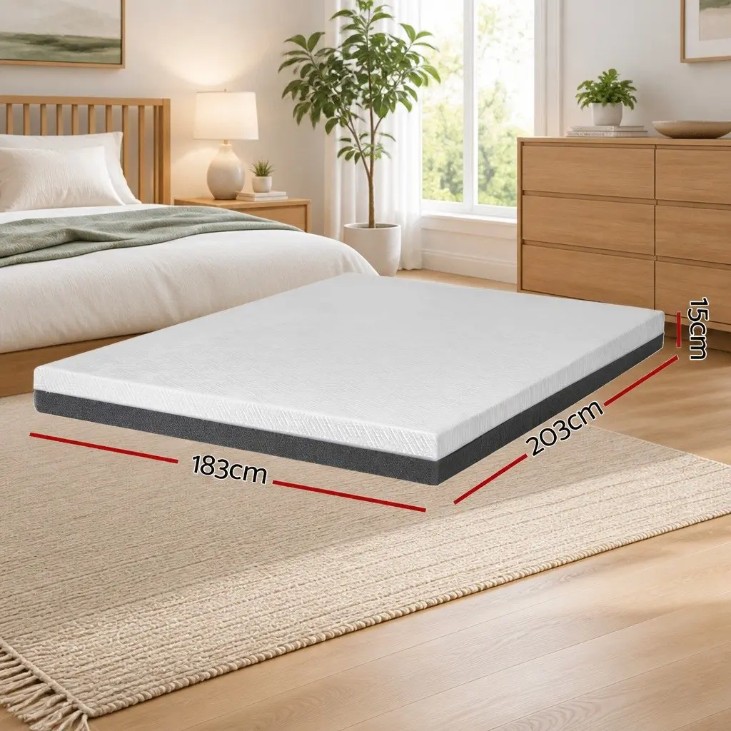 Memory Foam Mattress King Size Cool Gel 15cm Dual Firmness Hypoallergenic White or Grey