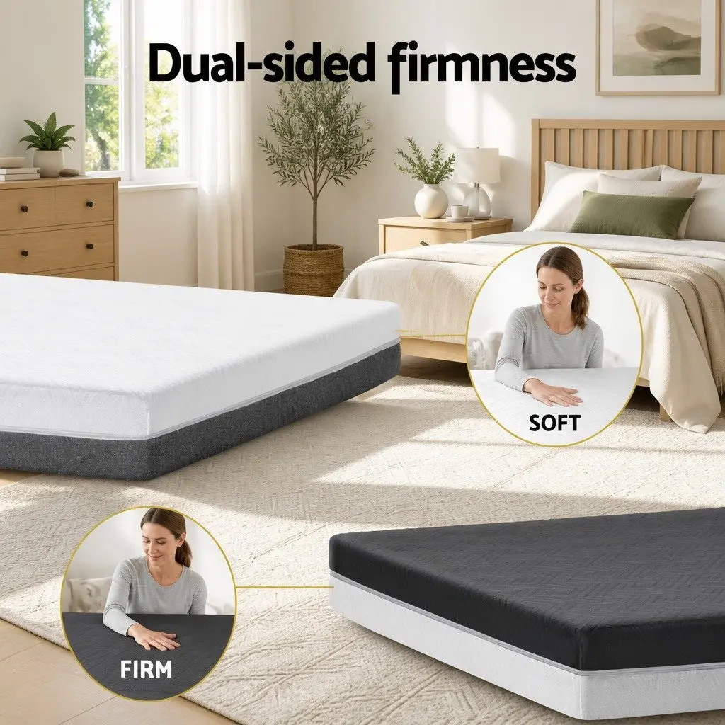 Memory Foam Mattress King Size Cool Gel 15cm Dual Firmness Hypoallergenic White or Grey