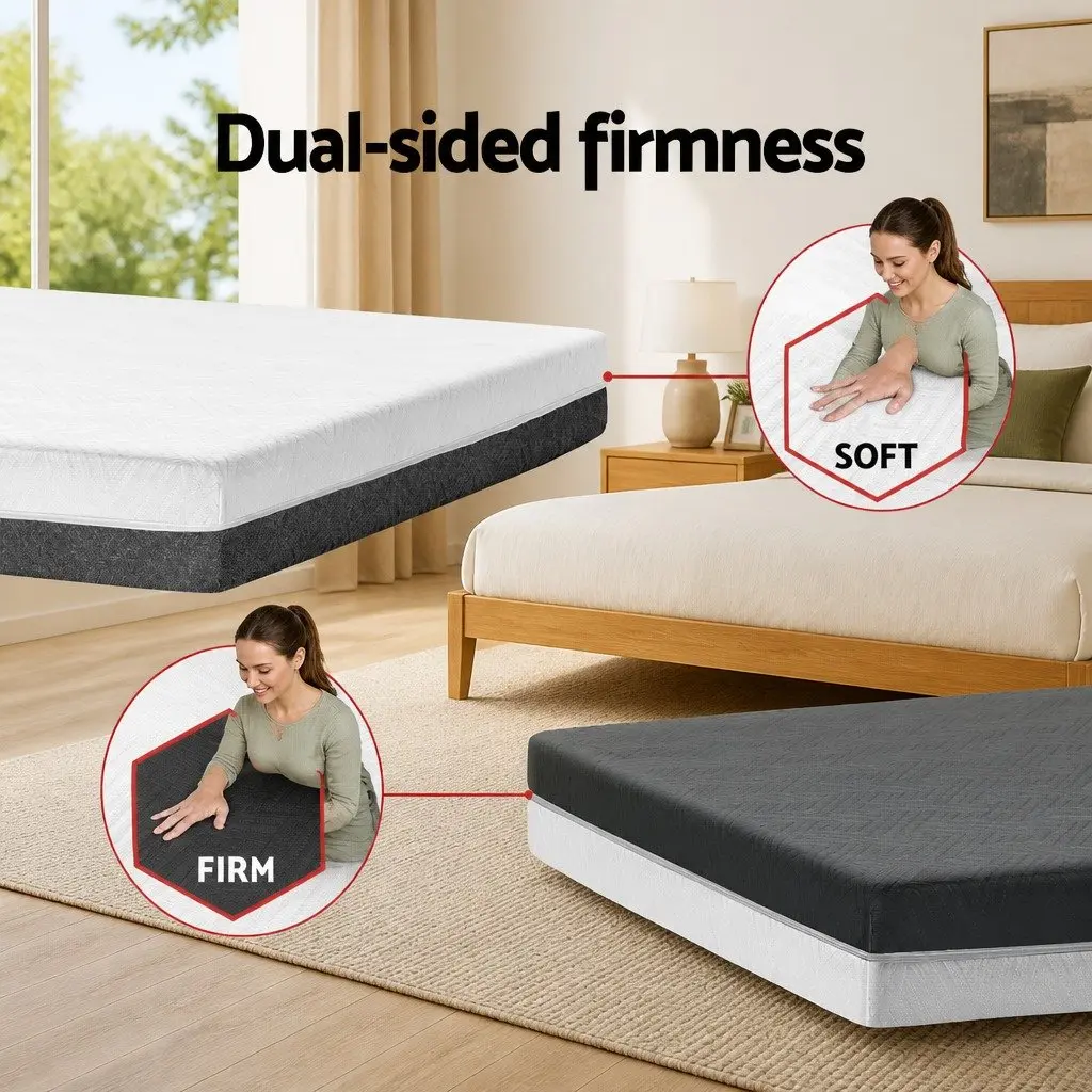 Memory Foam Mattress King Size Cool Gel 15cm Dual Firmness Hypoallergenic White or Grey