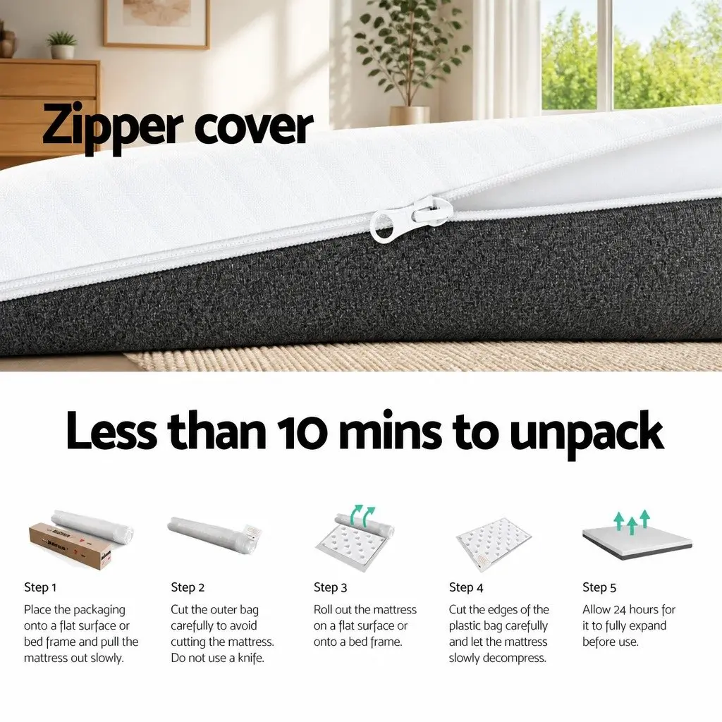 Memory Foam Mattress King Size Cool Gel 15cm Dual Firmness Hypoallergenic White or Grey