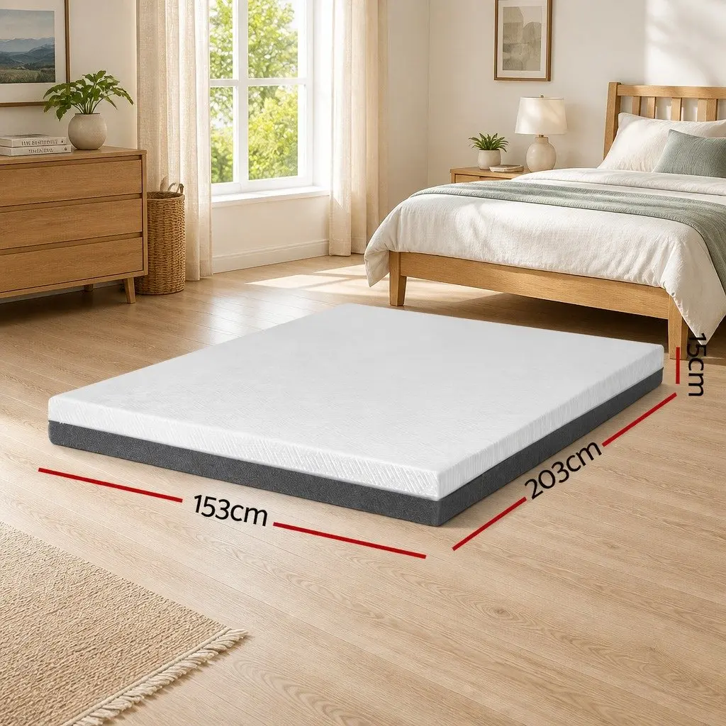 Memory Foam Mattress Queen 15cm Cooling Gel Dual Firmness Multi-Layer Support White or Grey