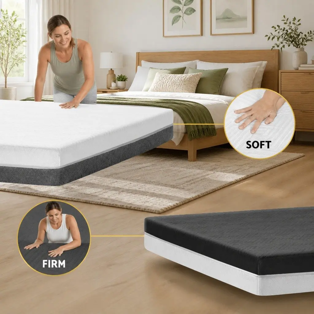 Memory Foam Mattress Queen 15cm Cooling Gel Dual Firmness Multi-Layer Support White or Grey