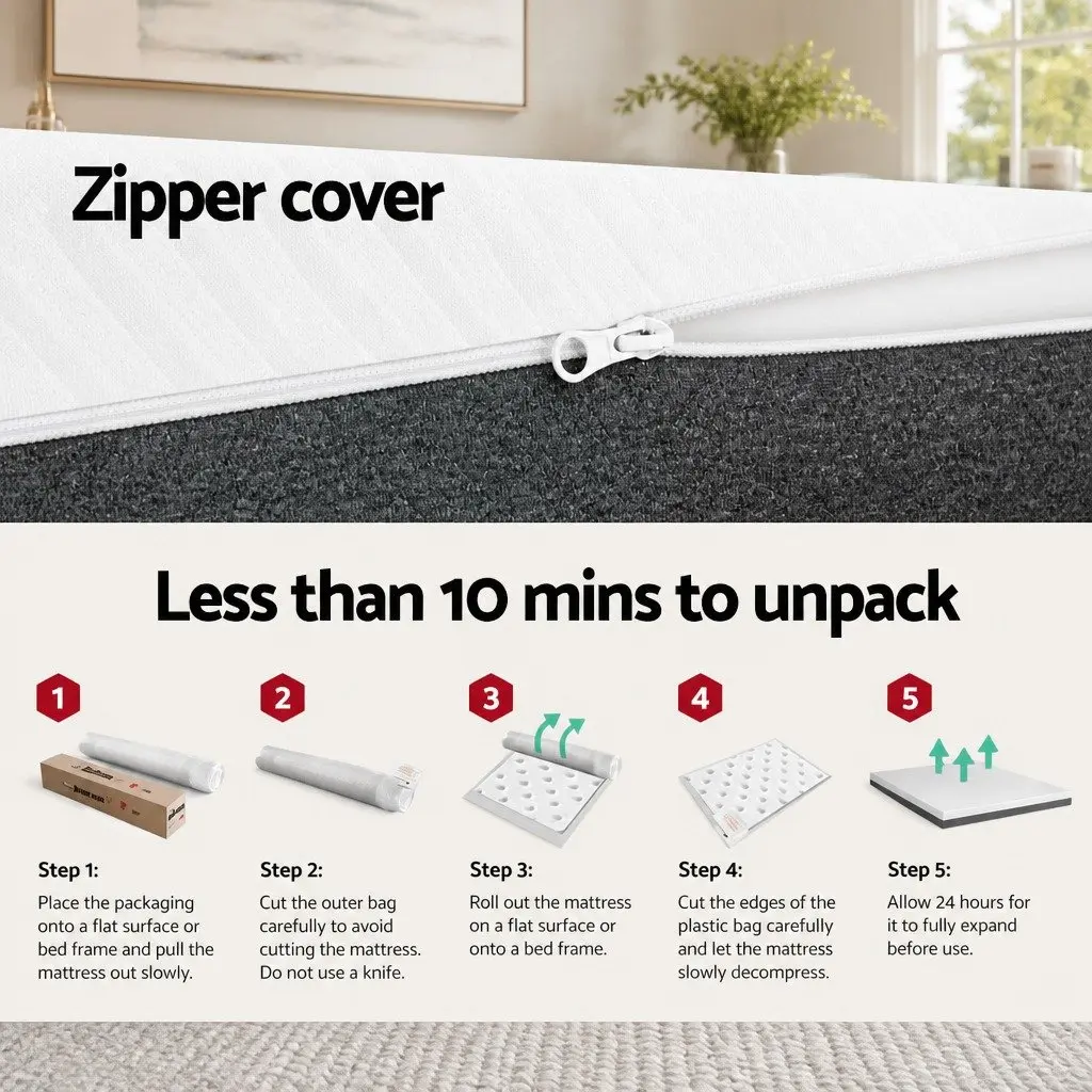 Memory Foam Mattress Queen 15cm Cooling Gel Dual Firmness Multi-Layer Support White or Grey