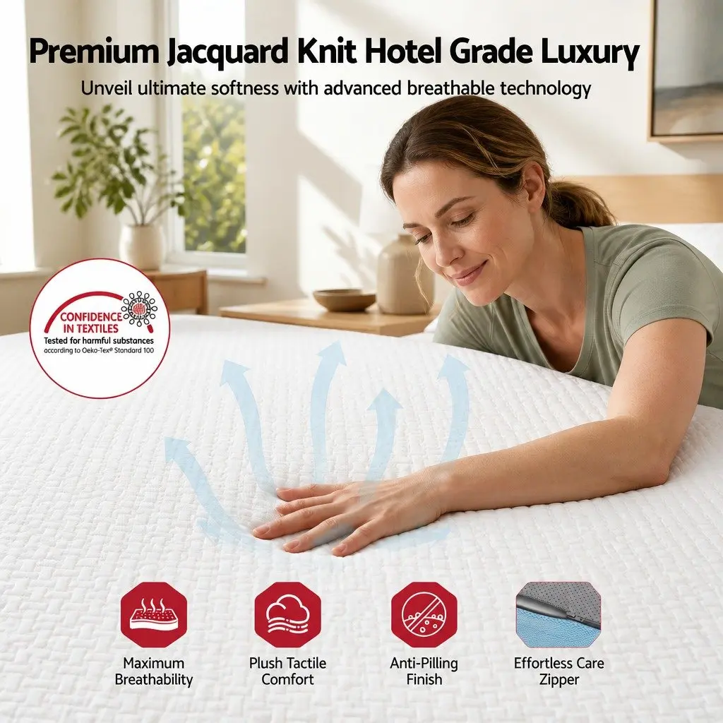 Memory Foam Mattress Double Cooling Gel 22cm Medium Firm White Blue Support Knitted Fabric