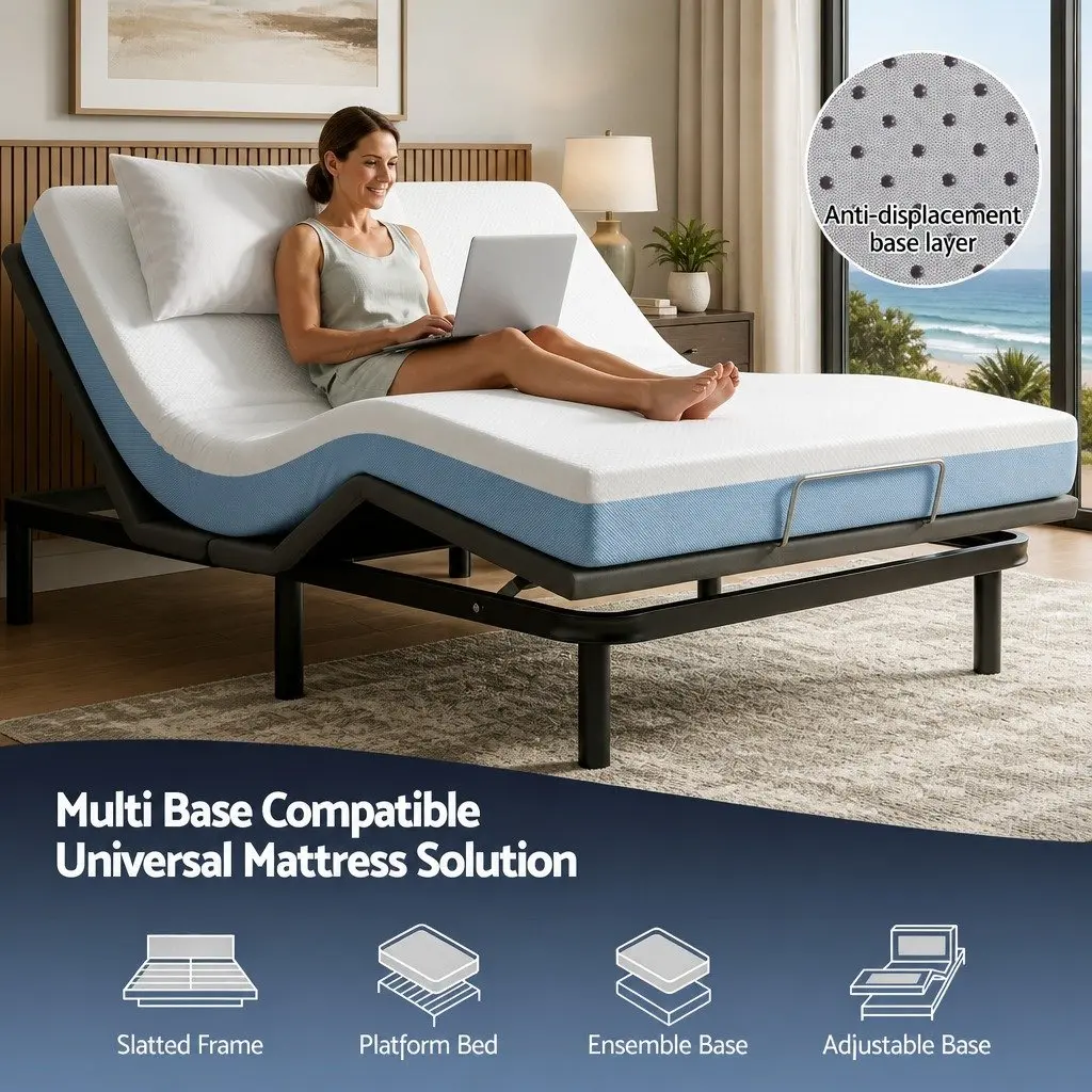Memory Foam Mattress Double Cooling Gel 22cm Medium Firm White Blue Support Knitted Fabric