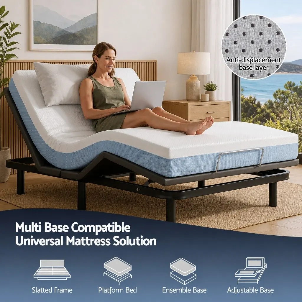 Memory Foam Mattress Cooling Gel Single 22cm Medium Firm White and Blue