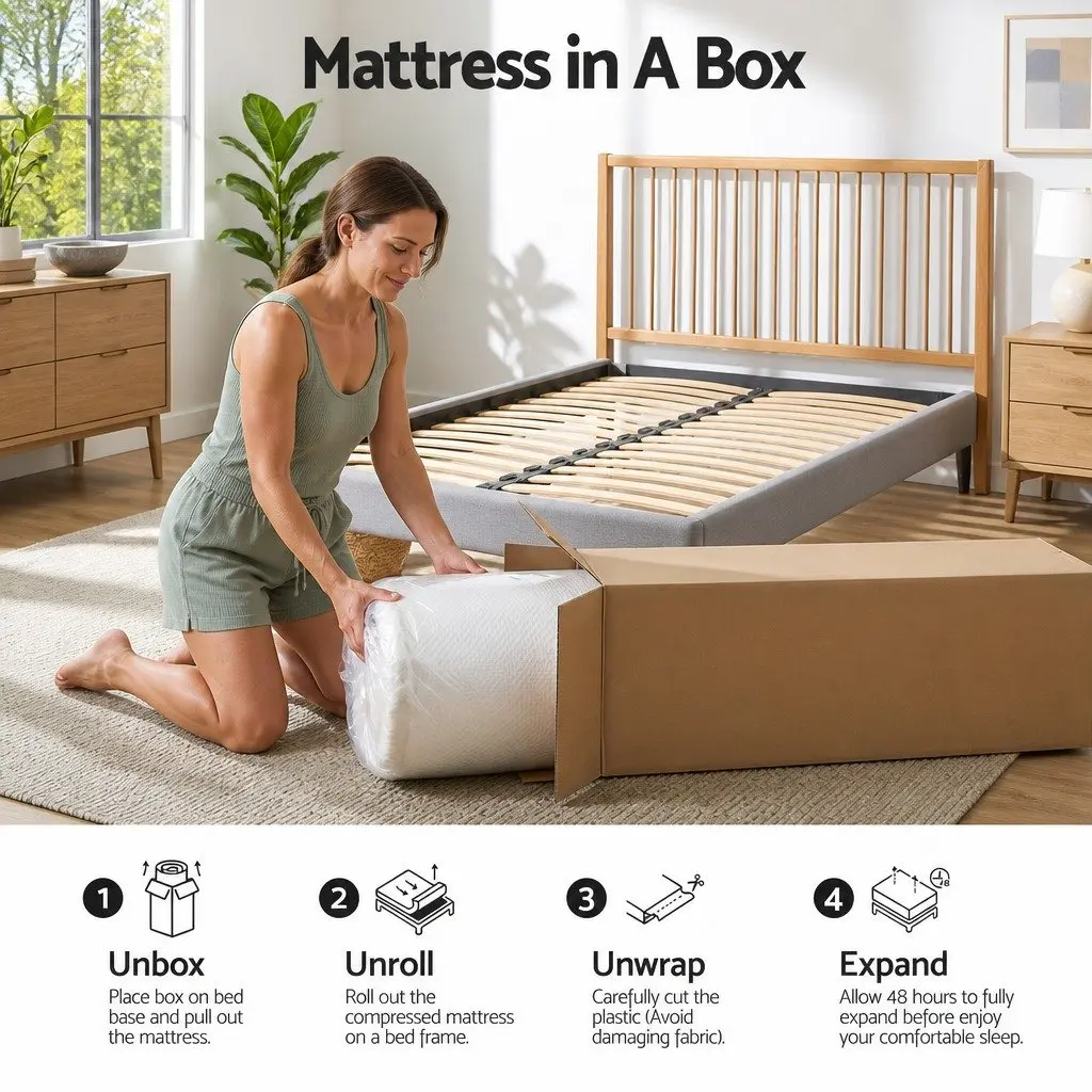 Memory Foam Mattress Cooling Gel Single 22cm Medium Firm White and Blue