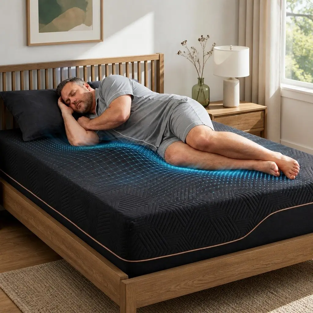 Memory Foam Mattress 30cm Dual Gel Cooling King Single Black