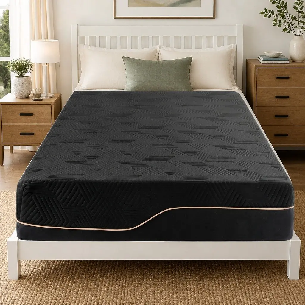 Single Memory Foam Mattress 30cm Gel Infused Medium Firm Black