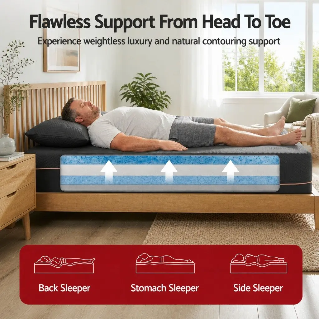 Single Memory Foam Mattress 30cm Gel Infused Medium Firm Black