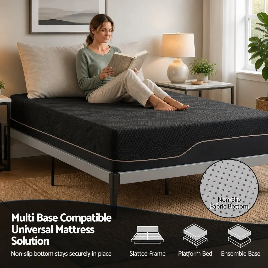 Single Memory Foam Mattress 30cm Gel Infused Medium Firm Black
