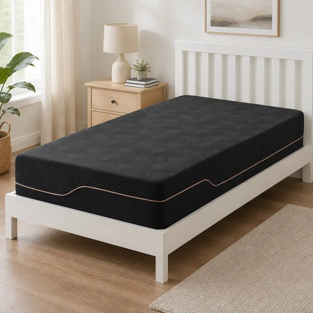 Single Memory Foam Mattress 30cm Gel Infused Medium Firm Black