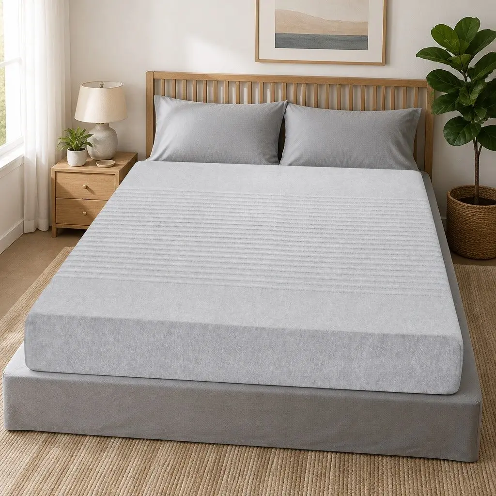 King Single Memory Foam Mattress 15cm Cool Gel 7-Zone Support Bamboo Cover Grey