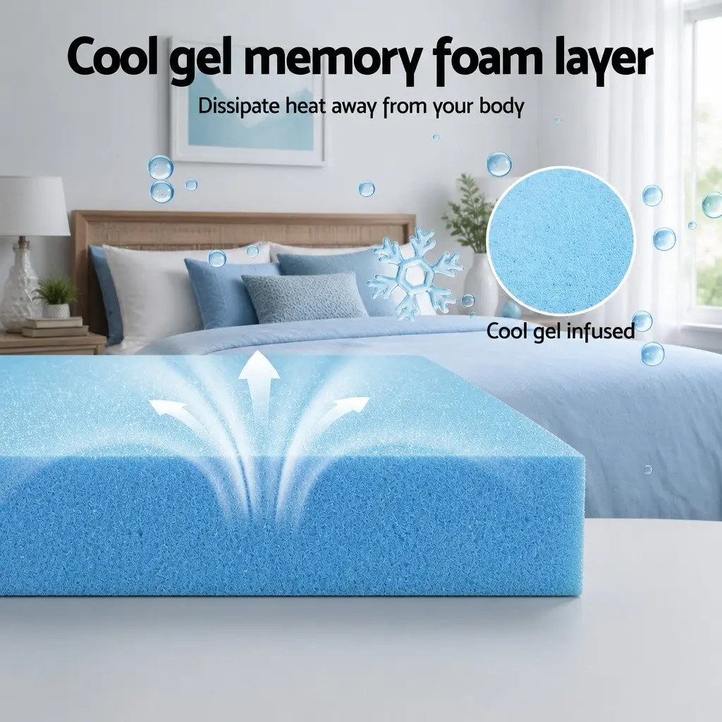 King Single Memory Foam Mattress 15cm Cool Gel 7-Zone Support Bamboo Cover Grey