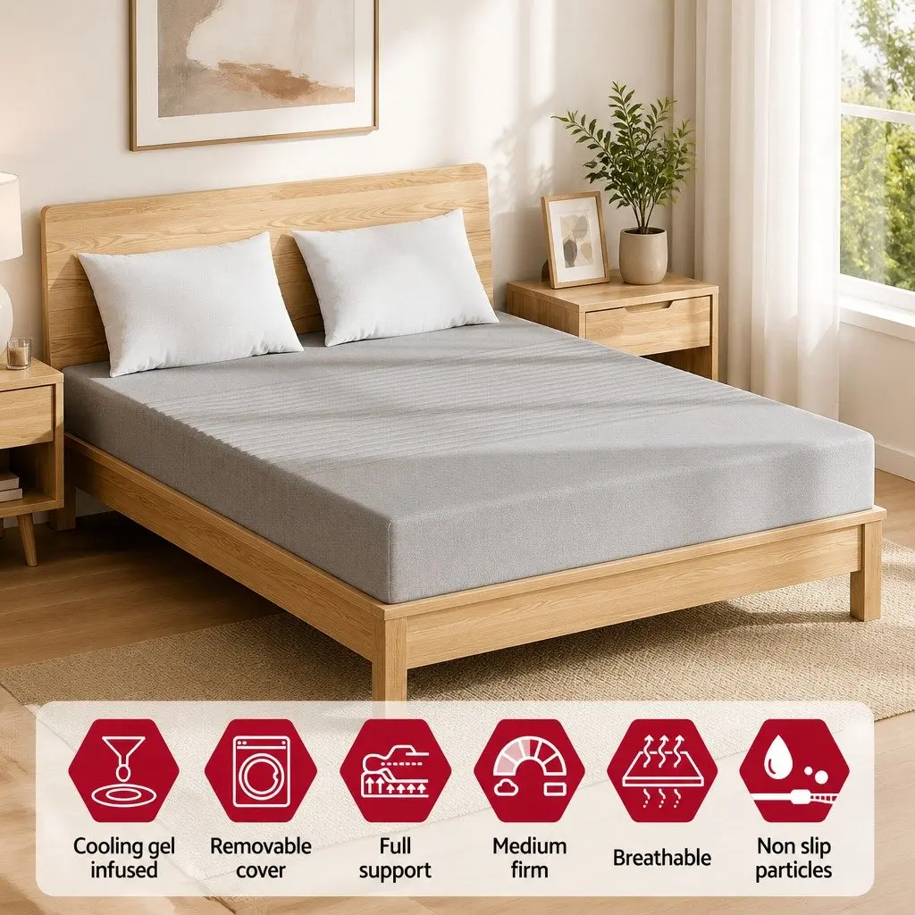 Memory Foam Mattress Double 15cm Charcoal Bamboo Cover 7-Zone Cool Gel Infused Medium Firm Non Spring