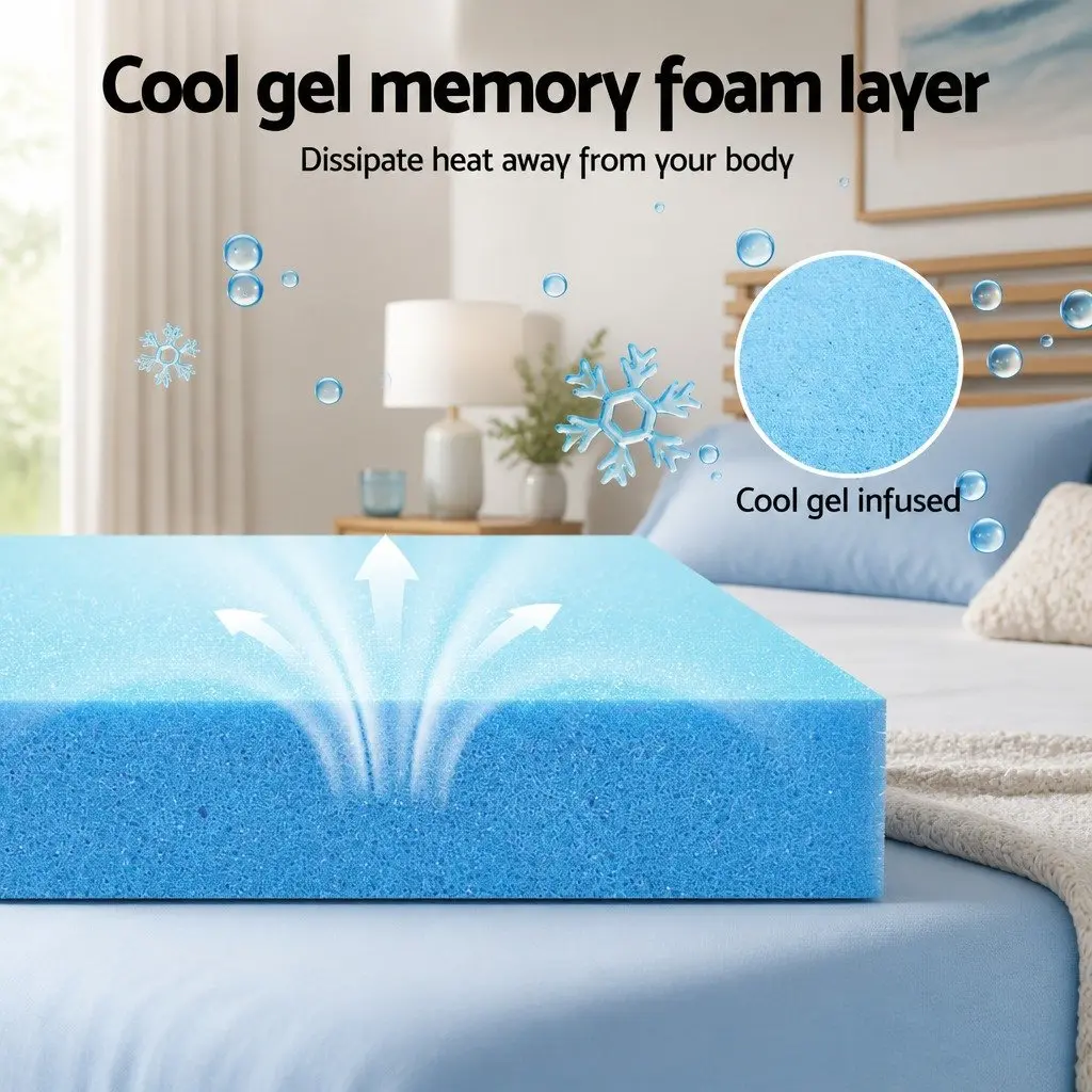 Memory Foam Mattress Double 15cm Charcoal Bamboo Cover 7-Zone Cool Gel Infused Medium Firm Non Spring