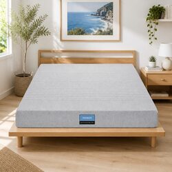 King Size Memory Foam Mattress 15cm Cooling Gel 7-Zone Support Bamboo Cover Grey