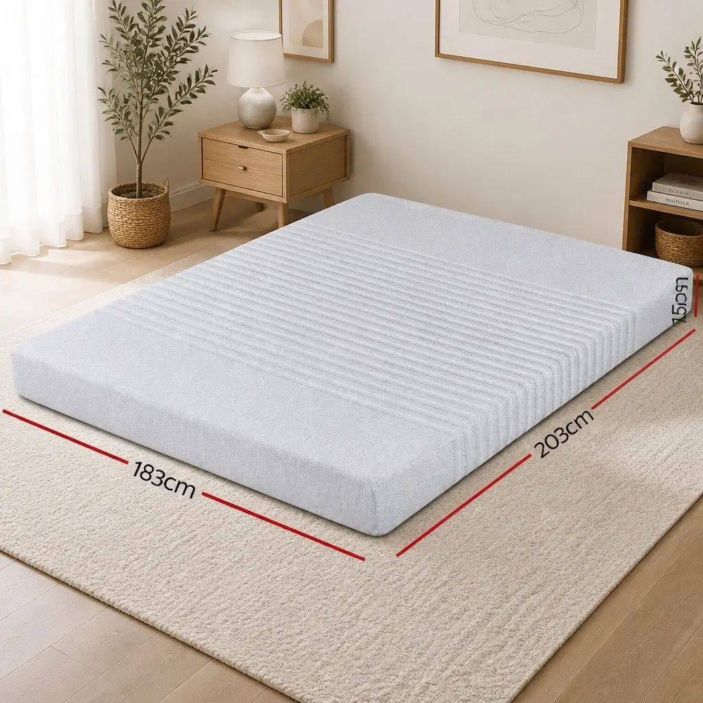 Memory Foam Mattress 15cm Grey Bamboo Cover Cooling Gel 7-Zone Support King Size