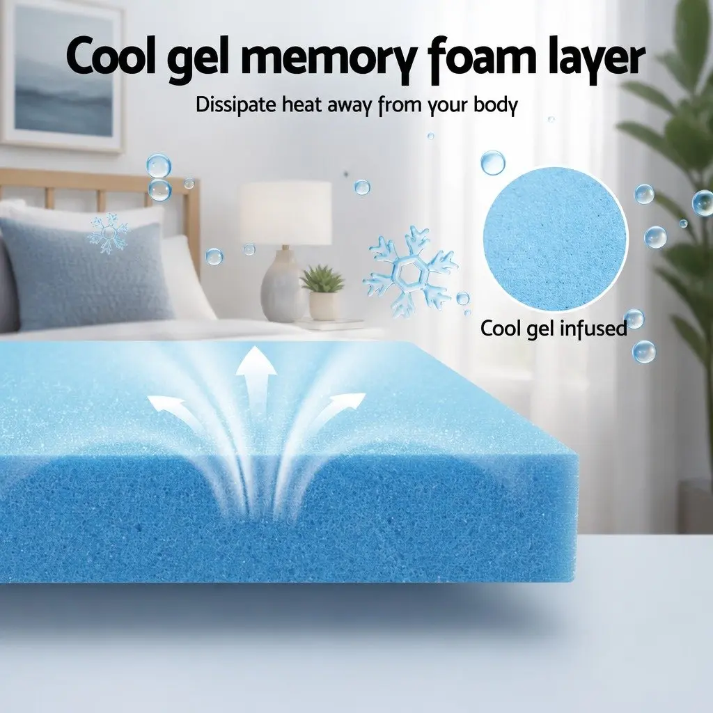 Queen Mattress Medium-Firm 15cm Memory Foam Cooling Gel Infused Bamboo Cover Grey 7-Zone Support