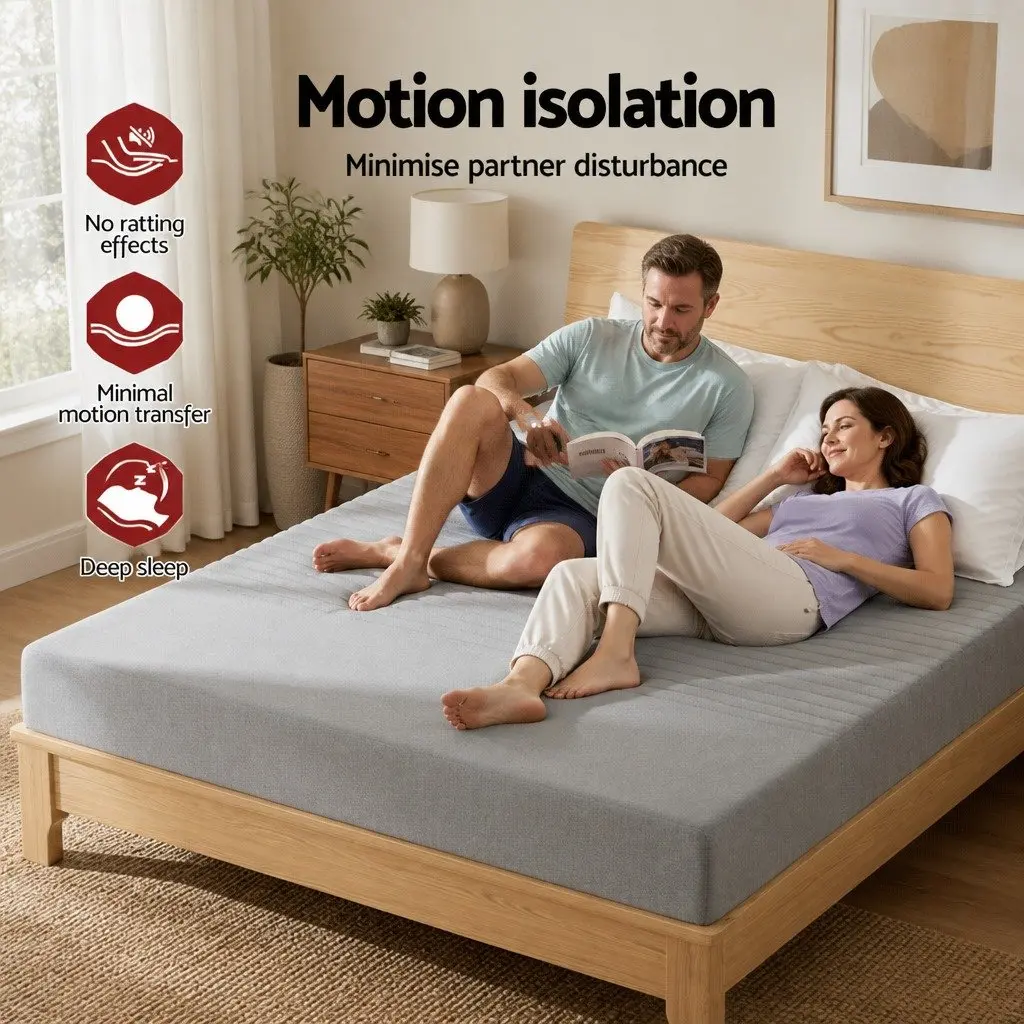 Queen Mattress Medium-Firm 15cm Memory Foam Cooling Gel Infused Bamboo Cover Grey 7-Zone Support