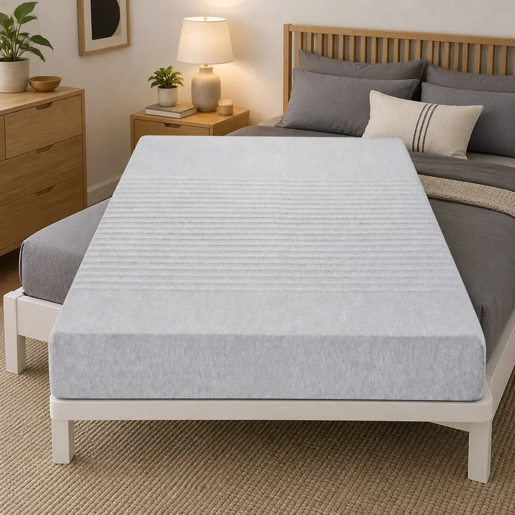 Single Mattress Bamboo Cover Grey 15cm Cool Gel Memory Foam 7 Zone Support Medium Firm