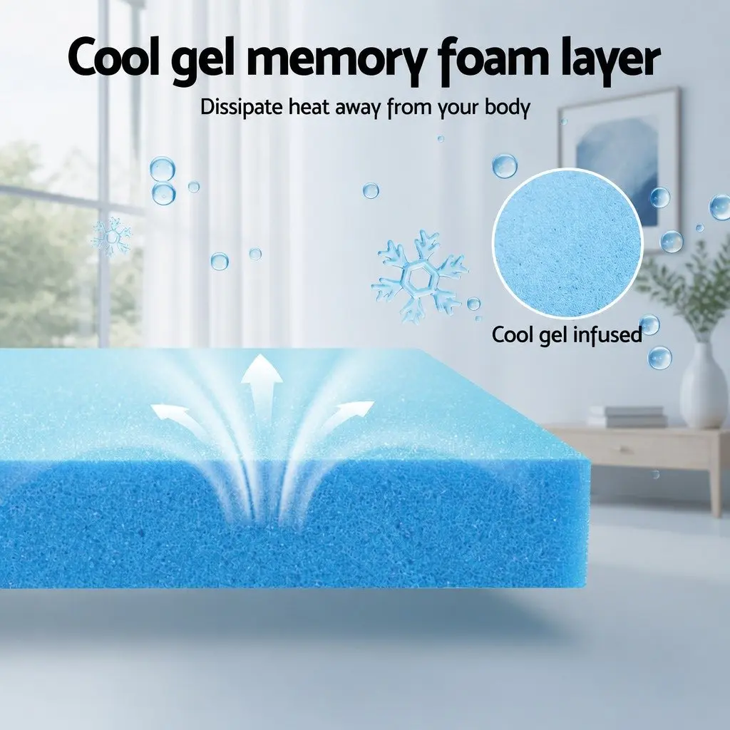 Single Mattress Bamboo Cover Grey 15cm Cool Gel Memory Foam 7 Zone Support Medium Firm